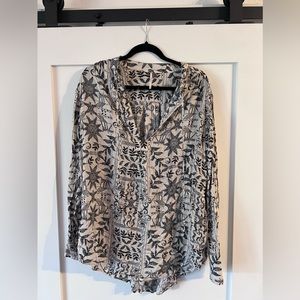 FREE PEOPLE MIA TUNIC BLACK/CREAM PRINT SIZE L